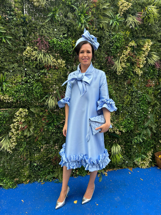 Blue Bamboo Silk Dress Sample