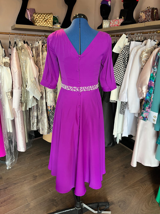 Purple Silk Sample With Pearl Belt