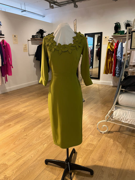 Olive Green Floral Detail Dress