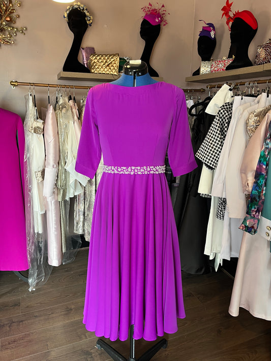 Purple Silk Sample With Pearl Belt