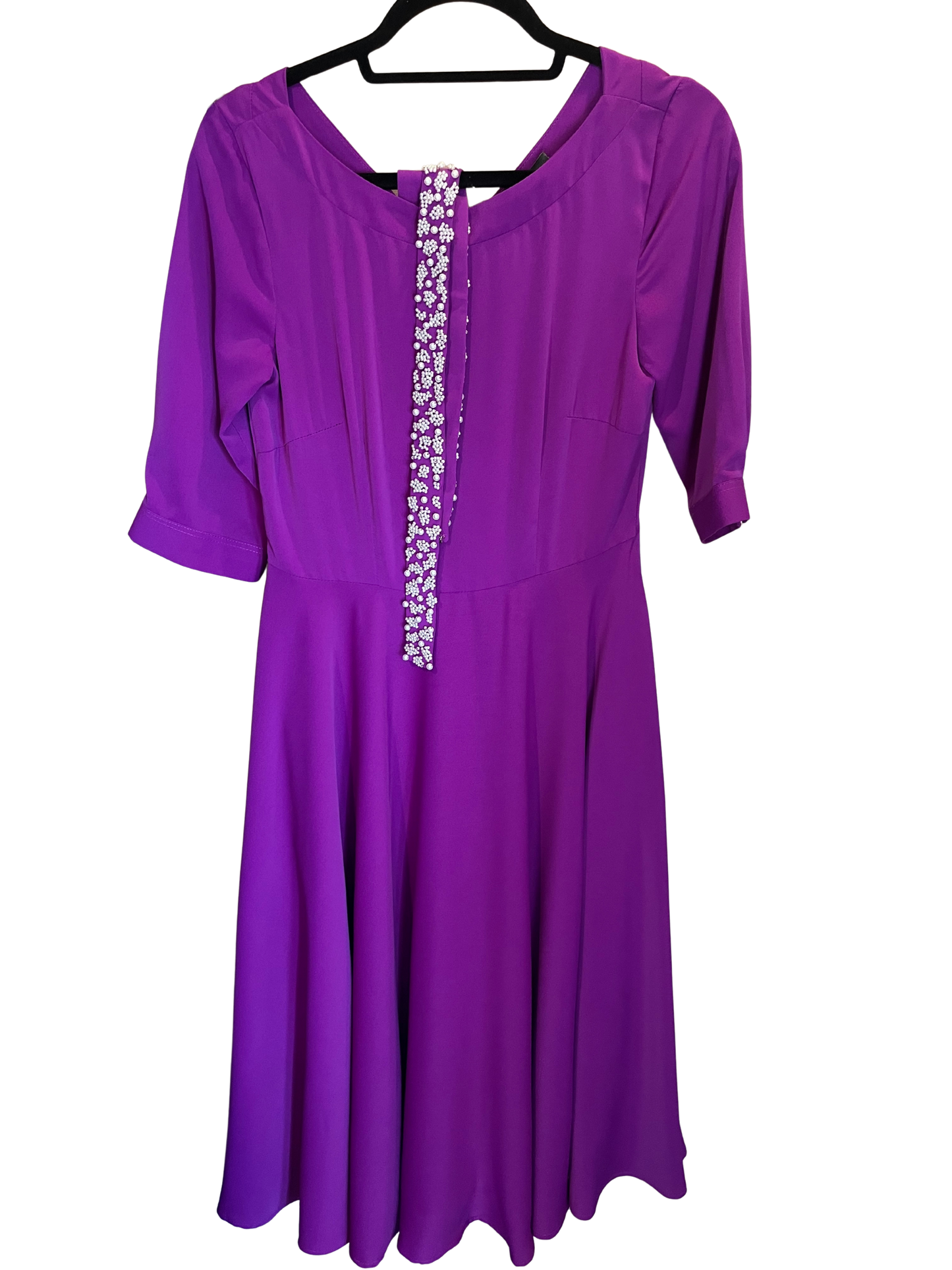 Purple Silk Sample With Pearl Belt