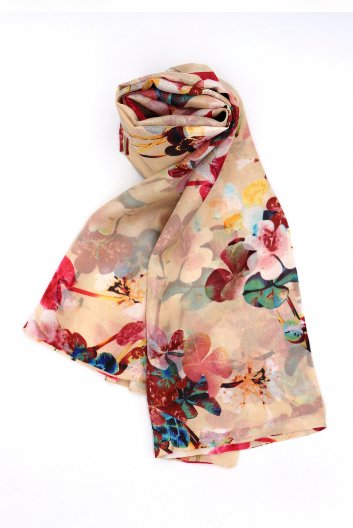 Floral Design Silk Scarf