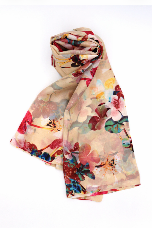 Floral Design Silk Scarf