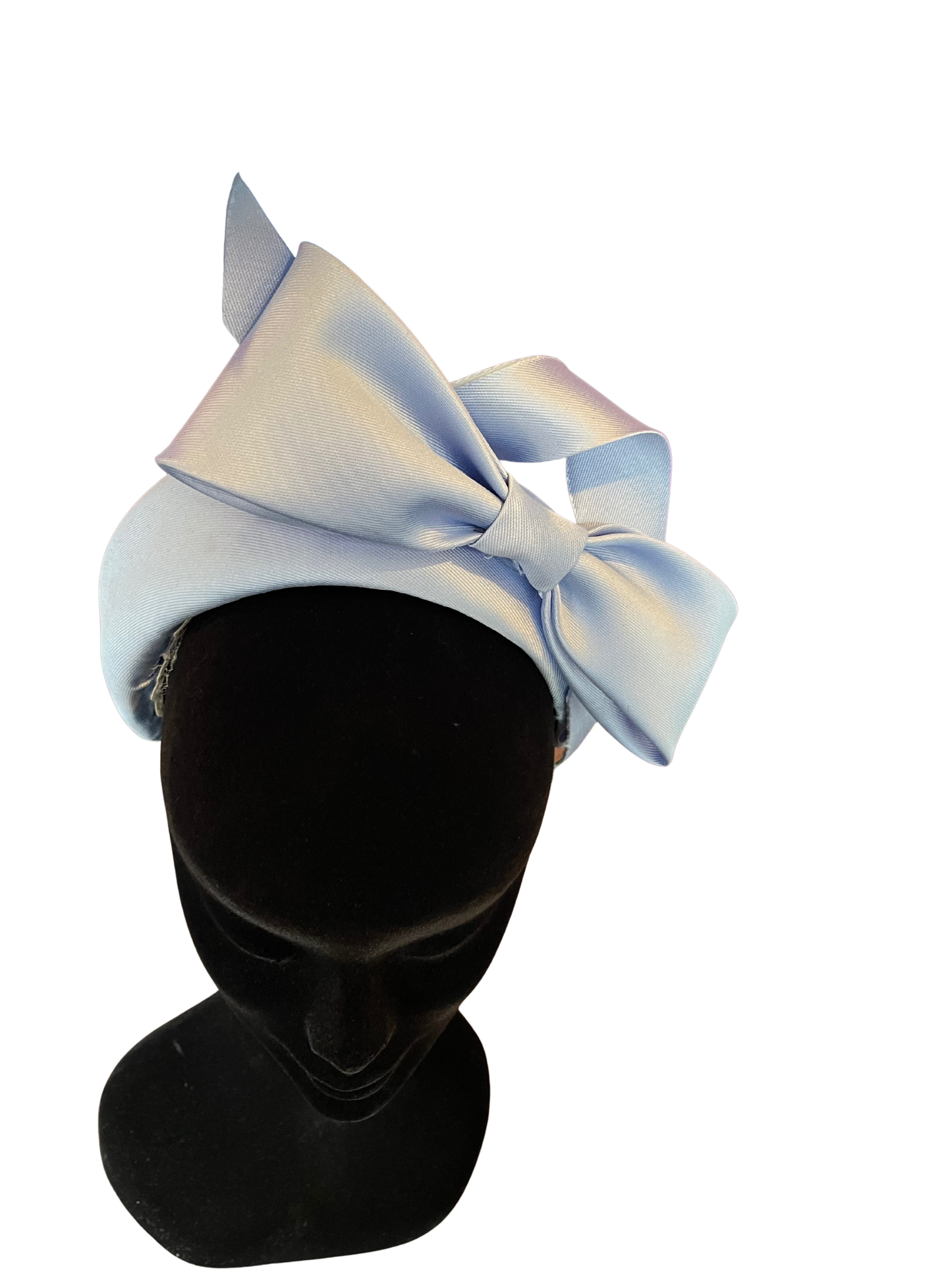 Blue Bamboo Silk Bow Headpiece