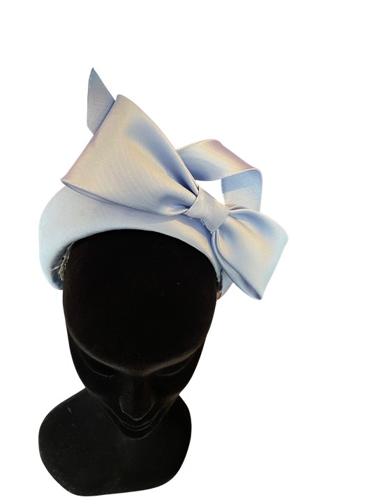 Blue Bamboo Silk Bow Headpiece