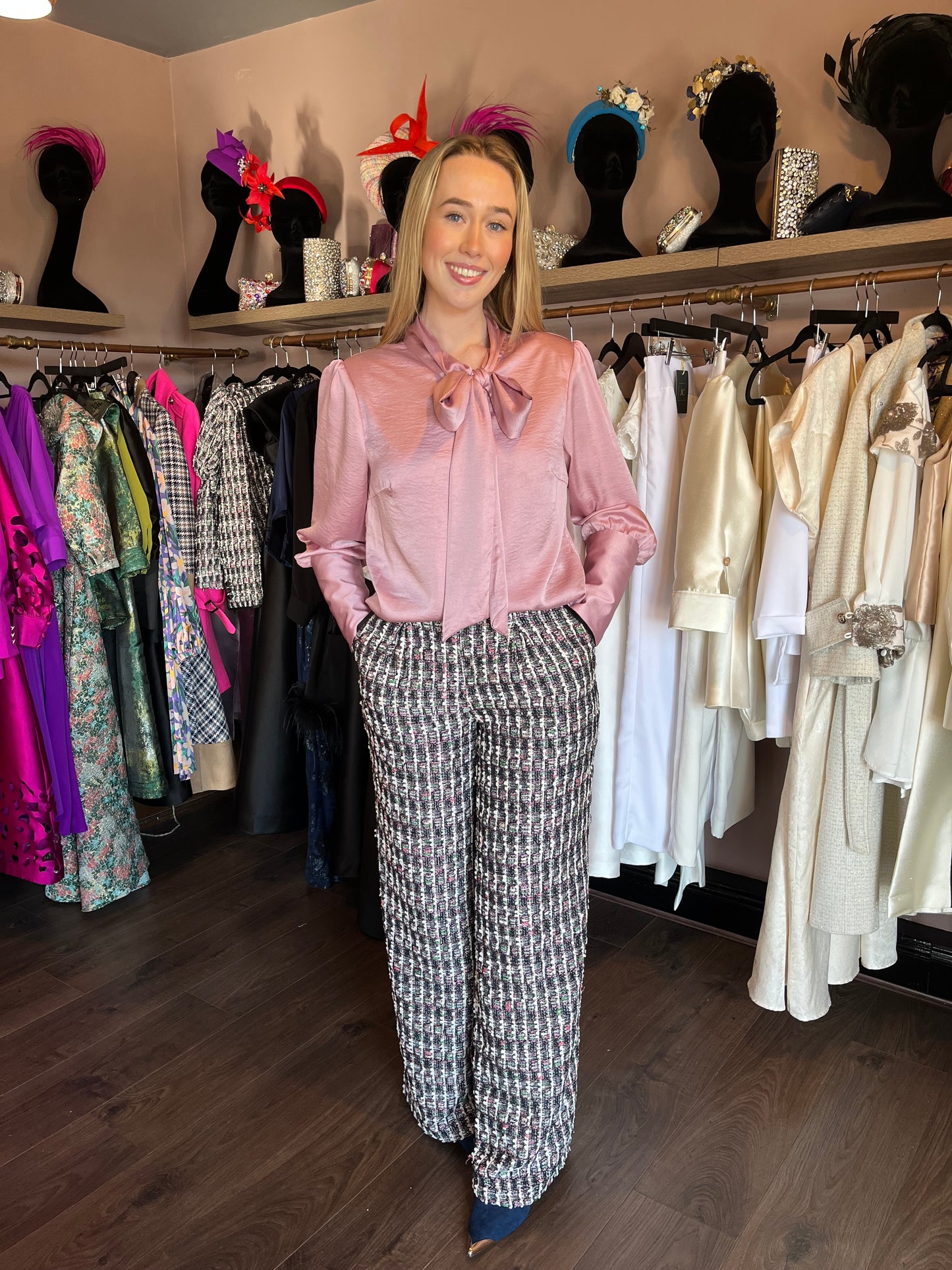 Pink Silk Bow Blouse