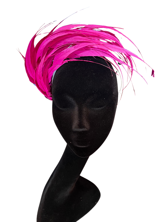Pink Feather Headpiece with Silver Band