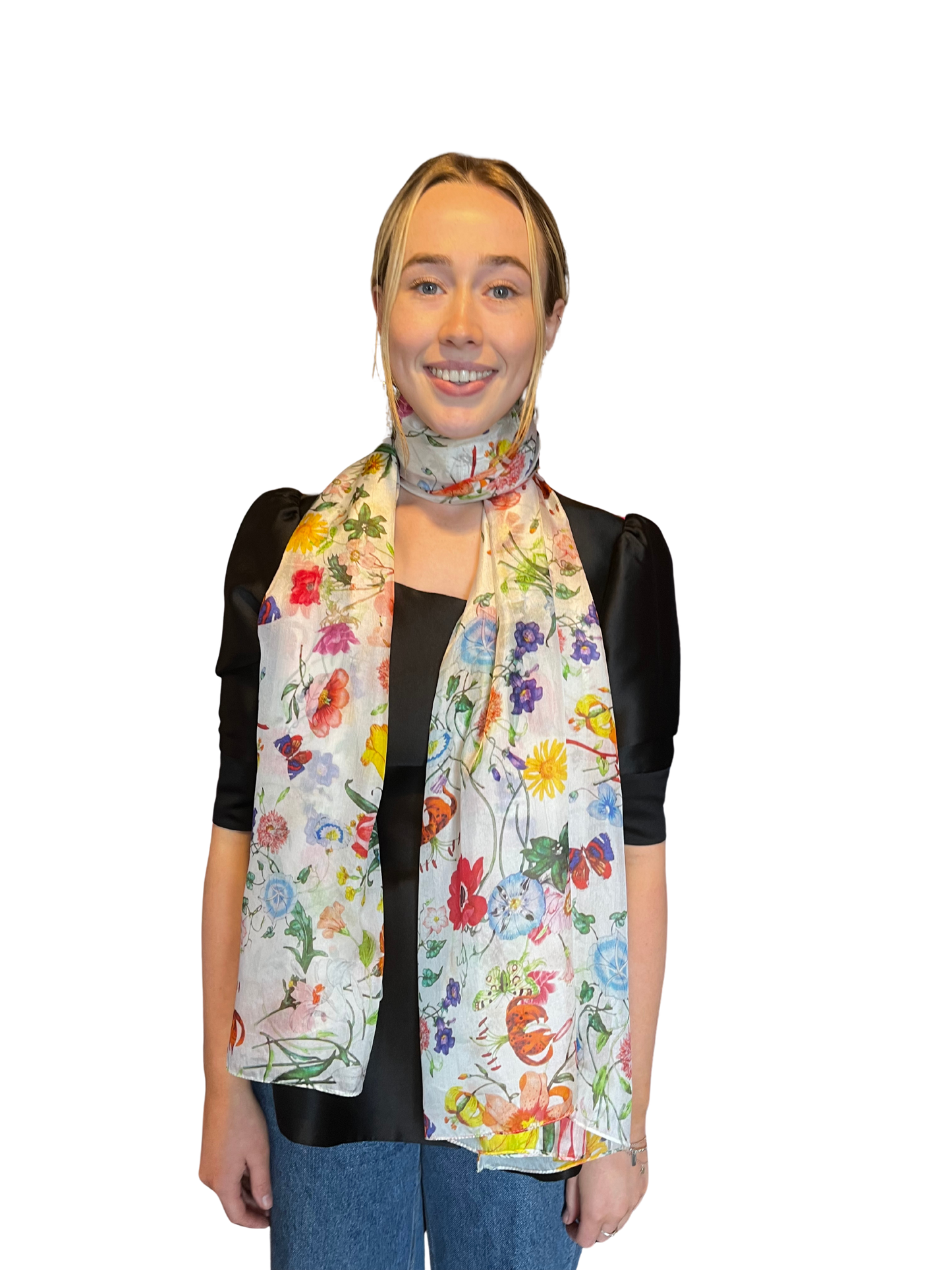Multi Floral Silk Scarf