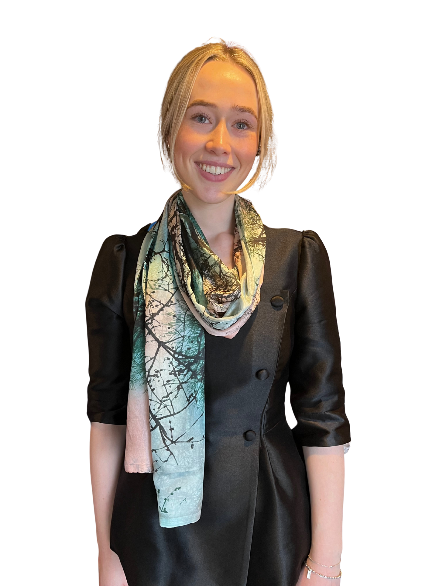 Multi Tree Print Silk Scarf