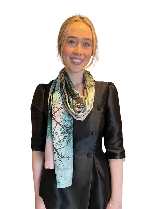 Multi Tree Print Silk Scarf