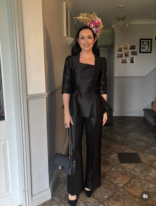 Black bamboo silk suit