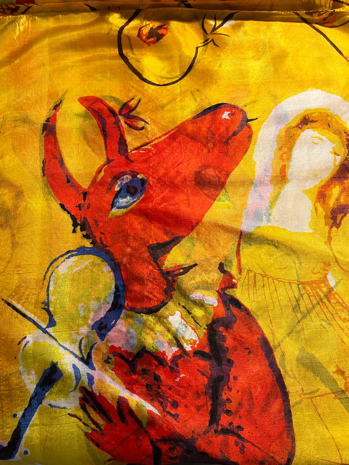 Yellow Pattern Silk Scarf