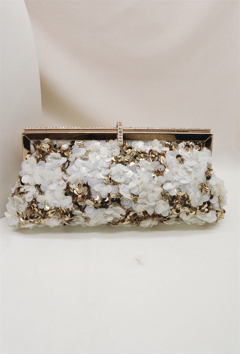 Gold and White Sequin Bag