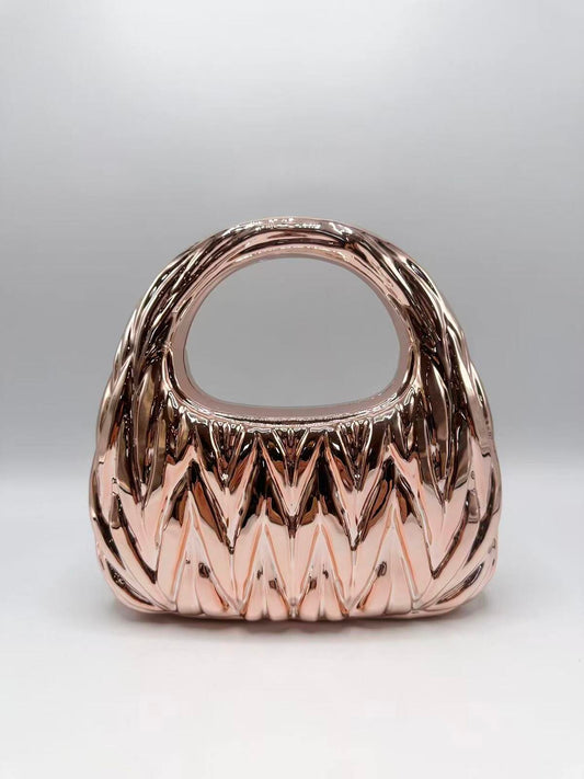 Rose Gold Embossed Chevron Handbag