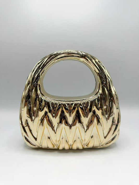 Gold Embossed Chevron Handbag