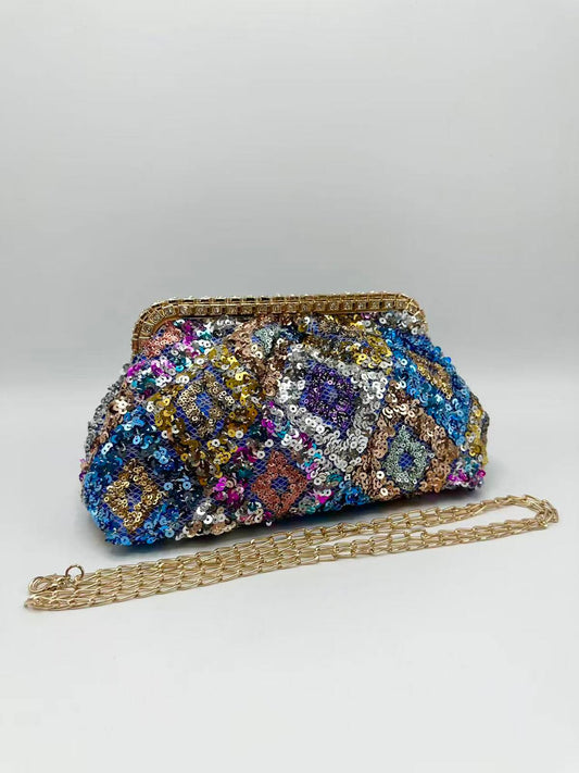 Blue Soft Sequin Bag