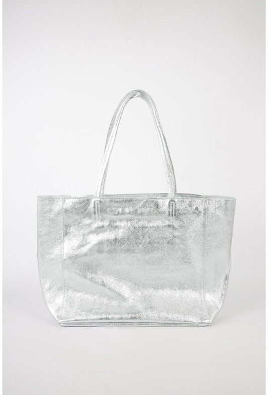 Silver Leather tote bag