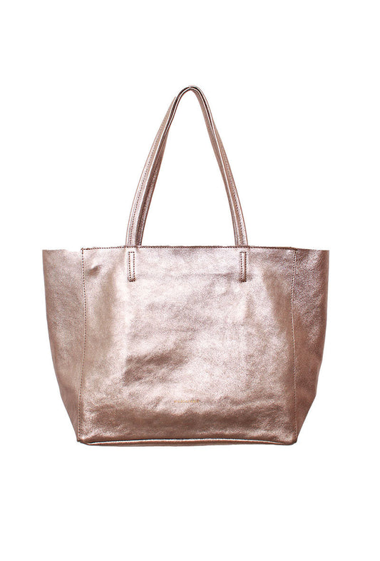 Pewter Leather Tote Bag