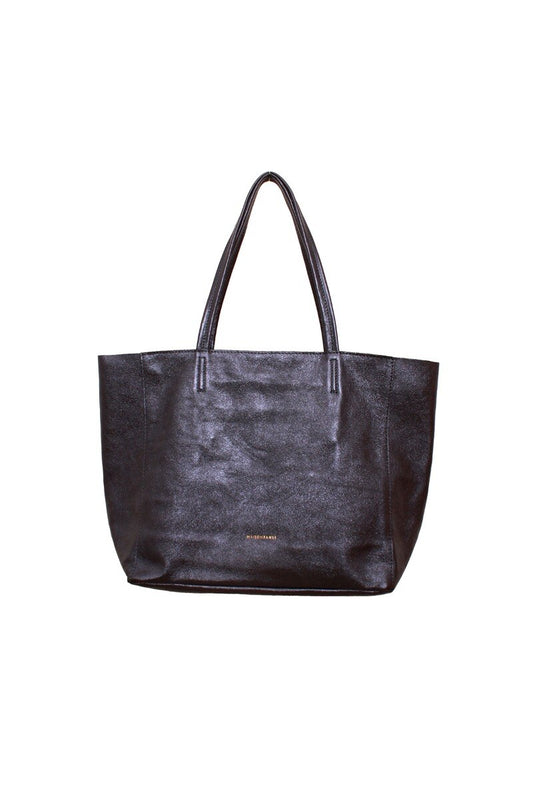 Navy Leather Tote Bag