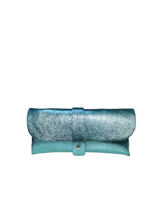 Turquoise Leather Glasses Case