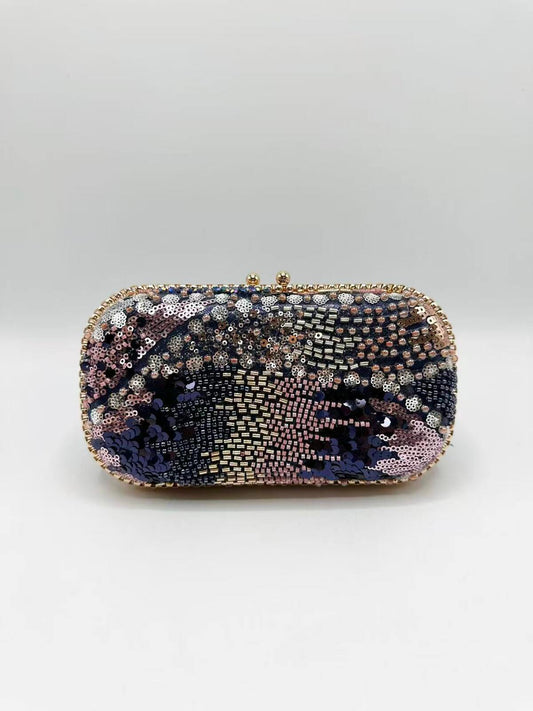 Navy Sequin Clutch