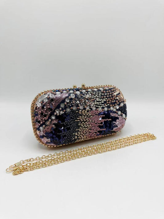 Navy Sequin Clutch