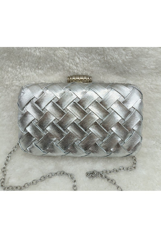 Silver Woven Clutch