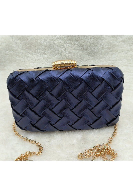 Navy Woven Clutch