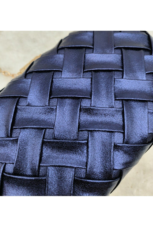 Navy Woven Clutch