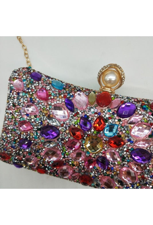 Multi Embellished Clutch Bag
