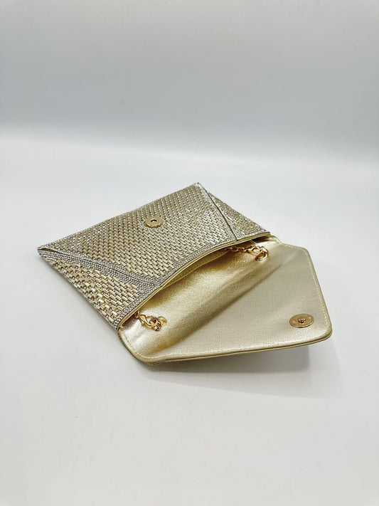 Gold Rhinestone Envelope Bag