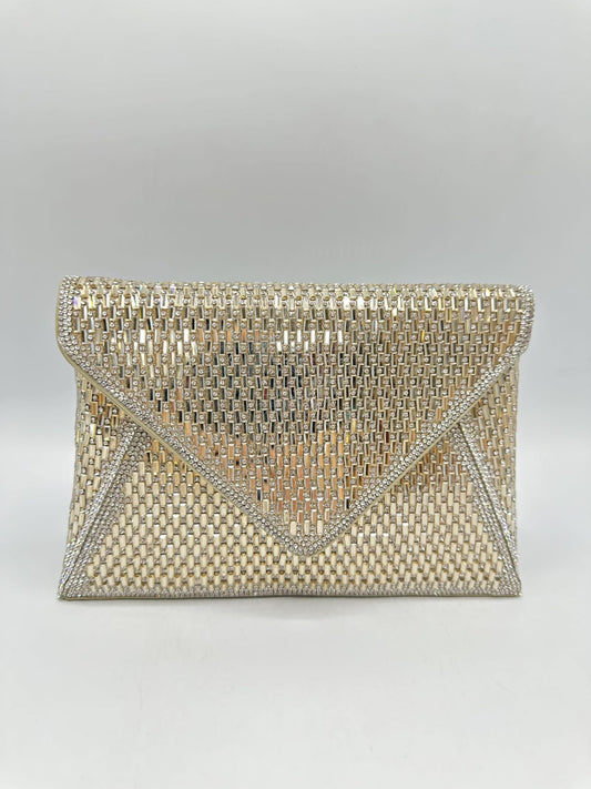 Gold Rhinestone Envelope Bag
