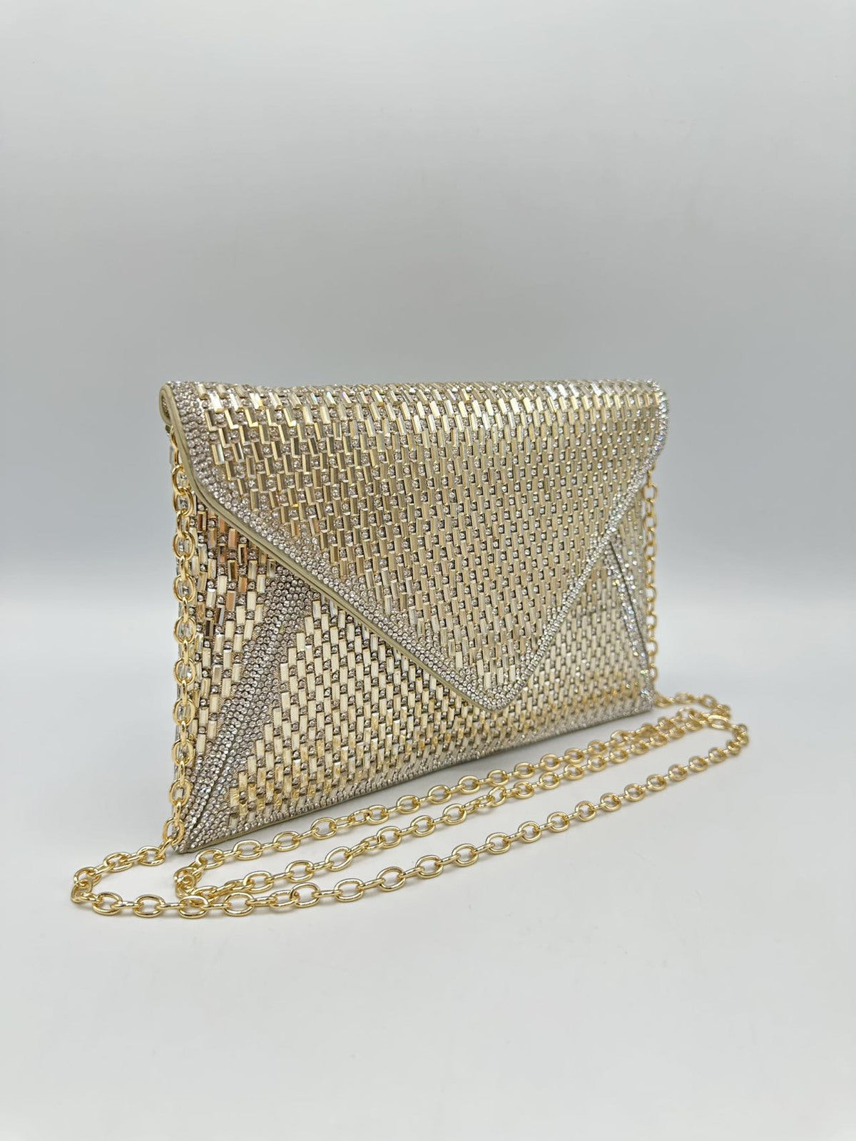 Gold Rhinestone Envelope Bag