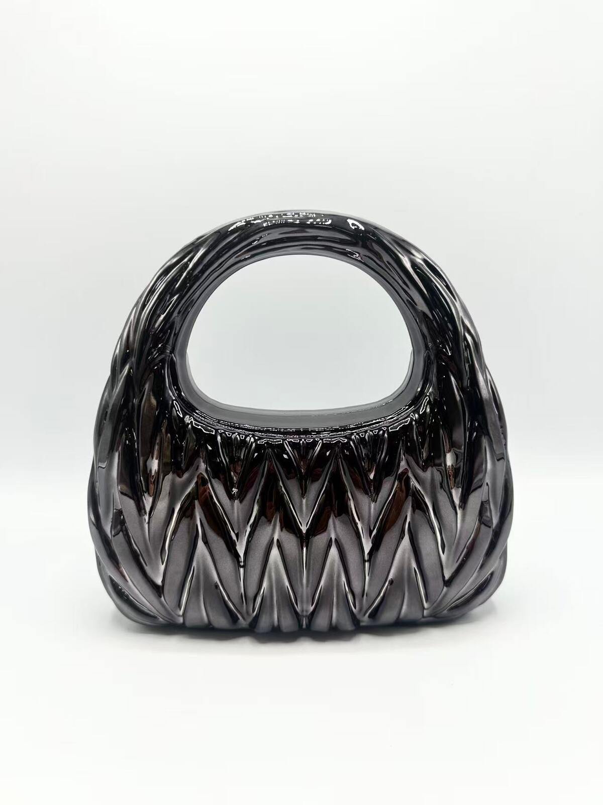 Black Embossed Chevron Handbag