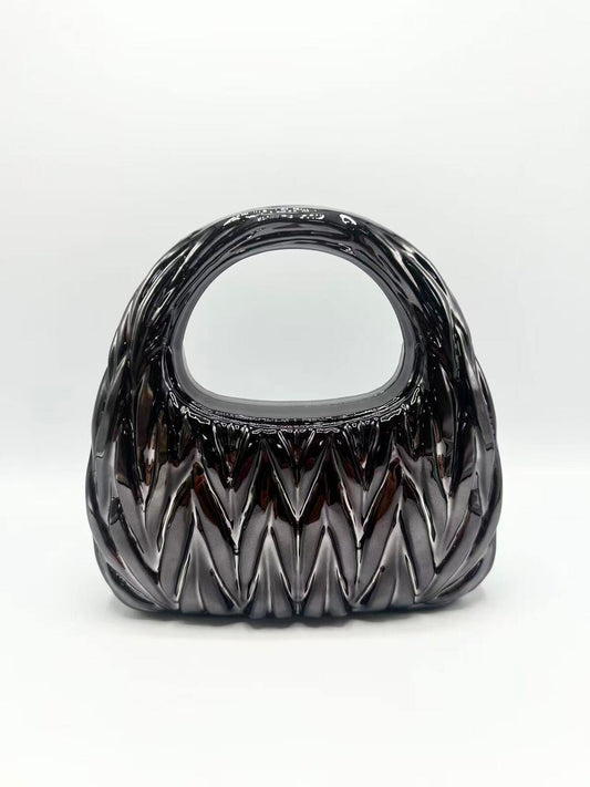 Black Embossed Chevron Handbag